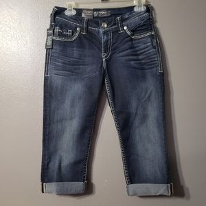 Nwt Silver Jeans Suki Flap Capri Sz 28 Dark wash